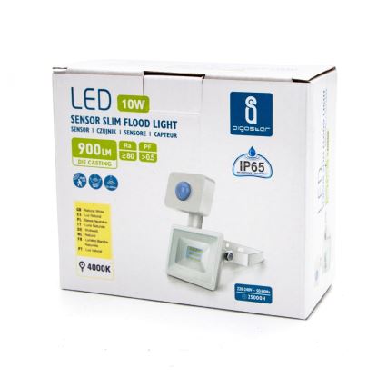 Aigostar - LED Strålkastare med sensor LED/10W/230V 4000K IP65 vit