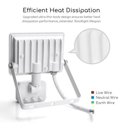 Aigostar - LED Strålkastare med sensor LED/20W/230V 4000K IP65 vit