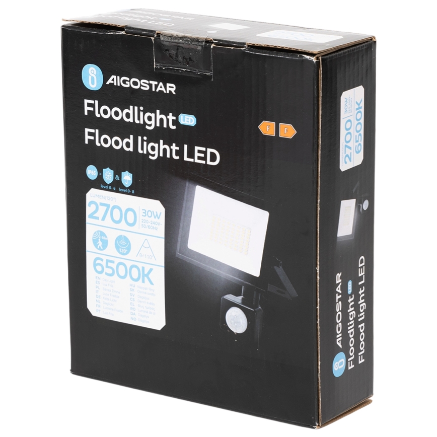 Aigostar - LED-strålkastare med sensor LED/30W/230V 6500K IP65