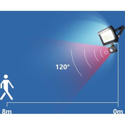 Aigostar - LED strålkastare med sensor LED/50W/230V 4000K IP65 svart