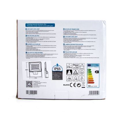 Aigostar - LED Strålkastare med sensor LED/50W/230V 6400K IP65 vit