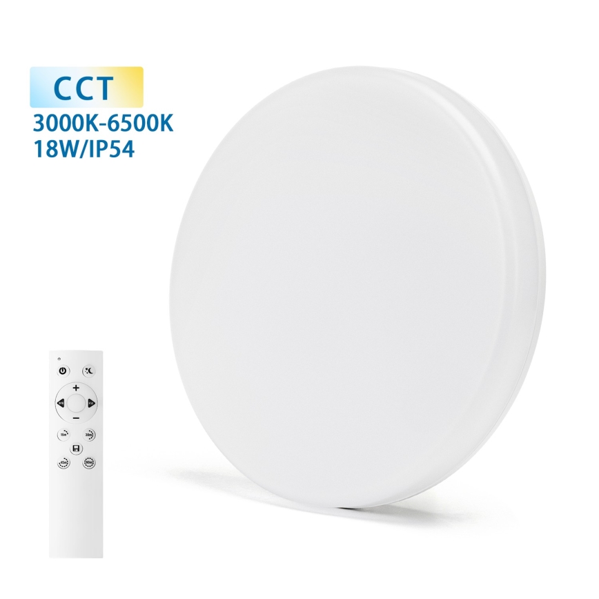 Aigostar - LED ljusreglerad taklampa till badrum LED/18W/230V 3000-6000K IP54 + fjärrkontroll