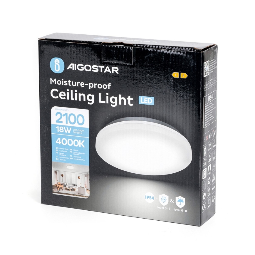 Aigostar - LED taklampa för badrum LED/18W/230V 4000K IP54