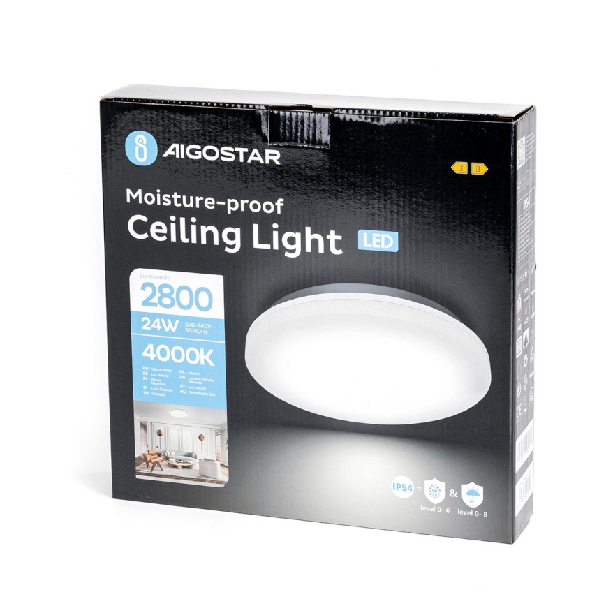Aigostar - LED taklampa för badrum LED/24W/230V 4000K IP54