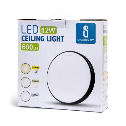 Aigostar - LED taklampa LED/12W/230V 3000K d.23 cm svart