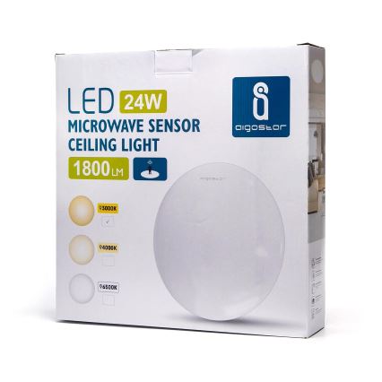 Aigostar - LED Taklampa med sensor LED/24W/230V 3000K