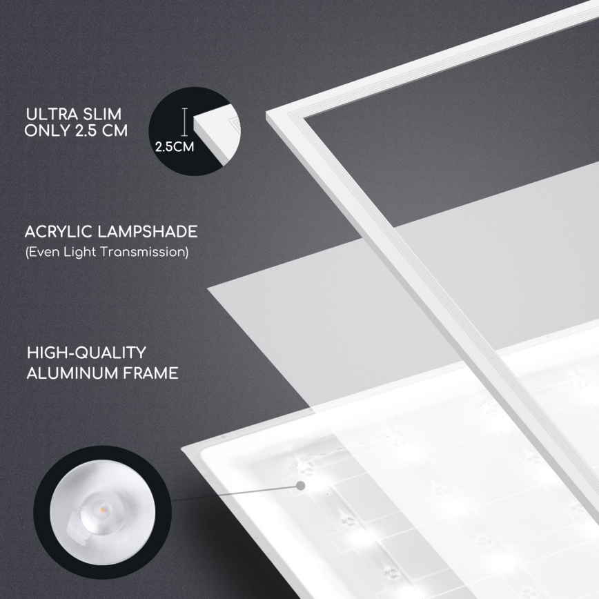 Aigostar - LED upphängd takpanel LED/40W/230V 3000K/4000K/6500K 60x60cm vit