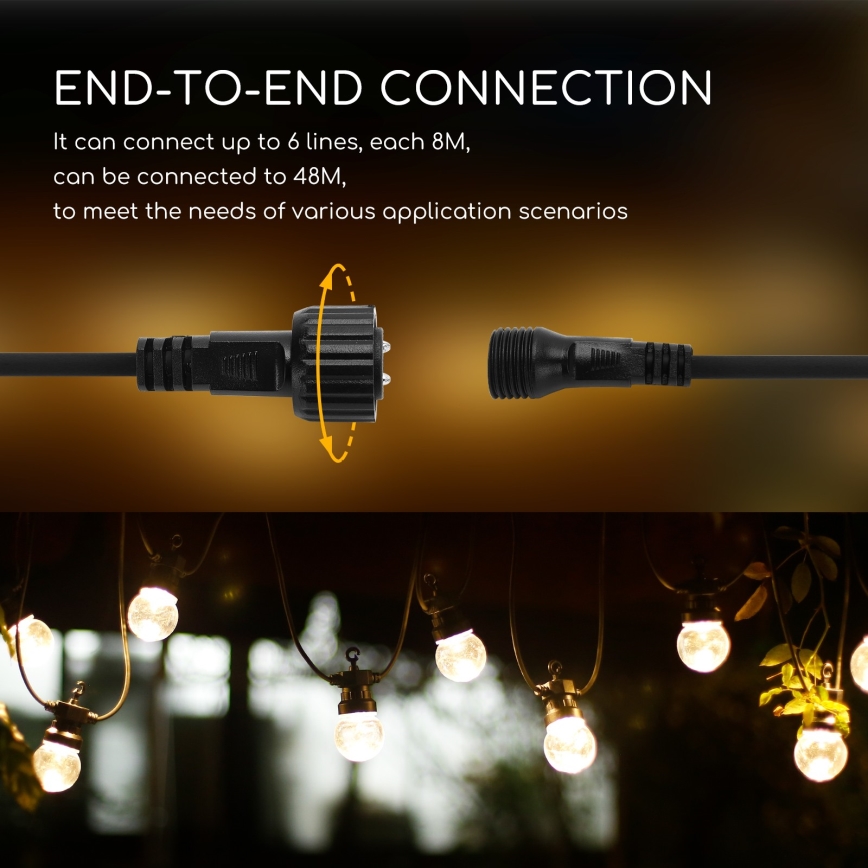 Aigostar - LED Utomhus dekorativ ljusslinga 10xLED/8m IP44 varm vit