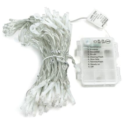 Aigostar - LED Utomhus julbelysning 200xLED/8 funktioner 3xAA 5x2m IP44 varmvit