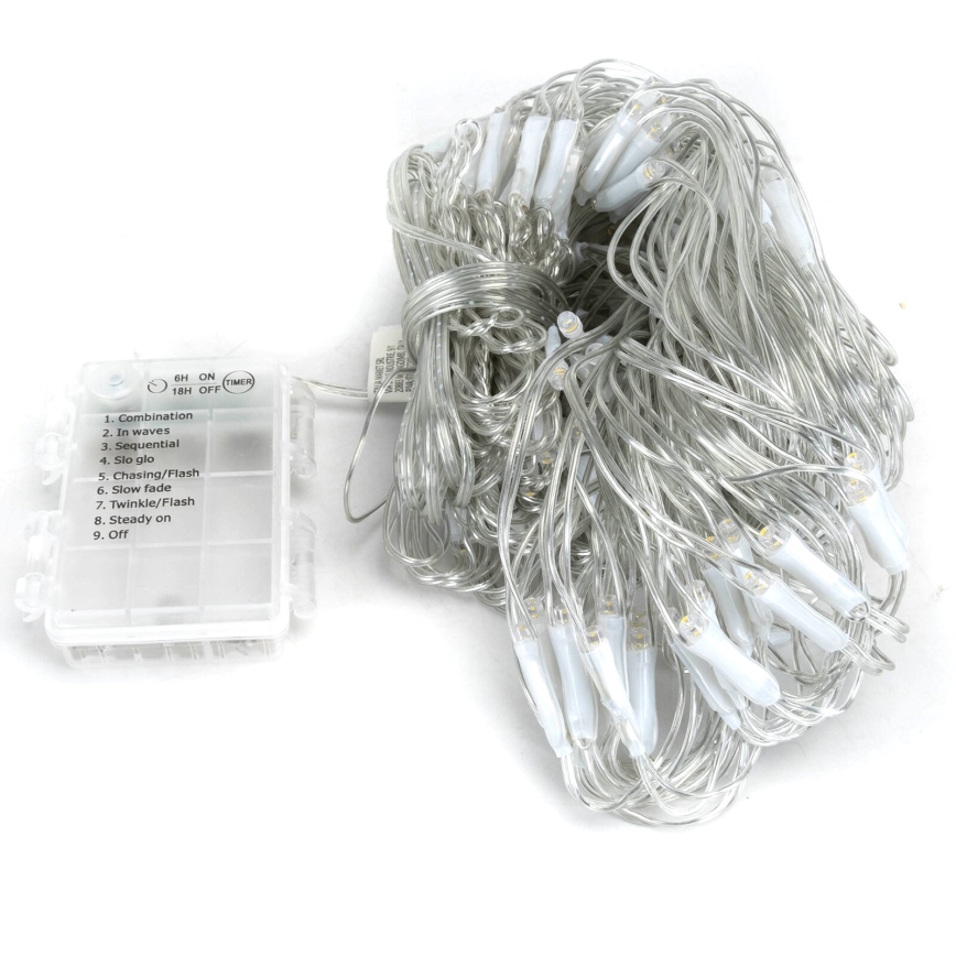 Aigostar-LED Utomhus julbelysning 200xLED/8 funktioner 3xAA 6x1,5m IP44 varmvit