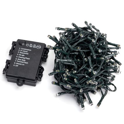 Aigostar - LED utomhus julbelysning 200xLED/8 funktioner/3xAA 10,3m IP44 kallvit