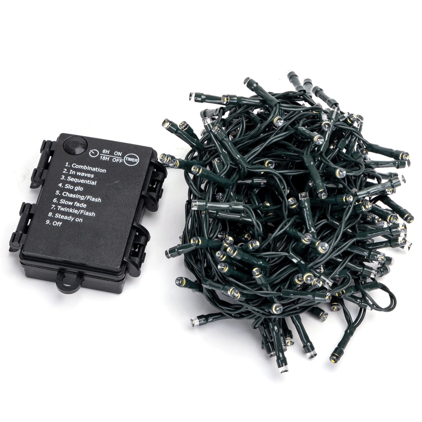 Aigostar - LED utomhus julbelysning 200xLED/8 funktioner/3xAA 10,3m IP44 kallvit