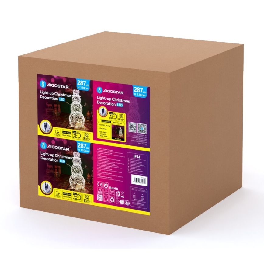 Aigostar - LED Utomhus juldekoration 3,6W/31/230V 2700K 120 cm IP44 snögubbe
