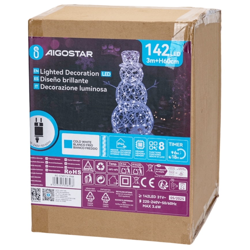 Aigostar - LED utomhus juldekoration LED/3,6W/31/230V 6500K 60 cm IP44 snögubbe