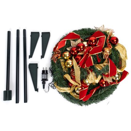 Aigostar - LED utomhus julgran 100xLED 1,5m IP44 röd/guld varmvit