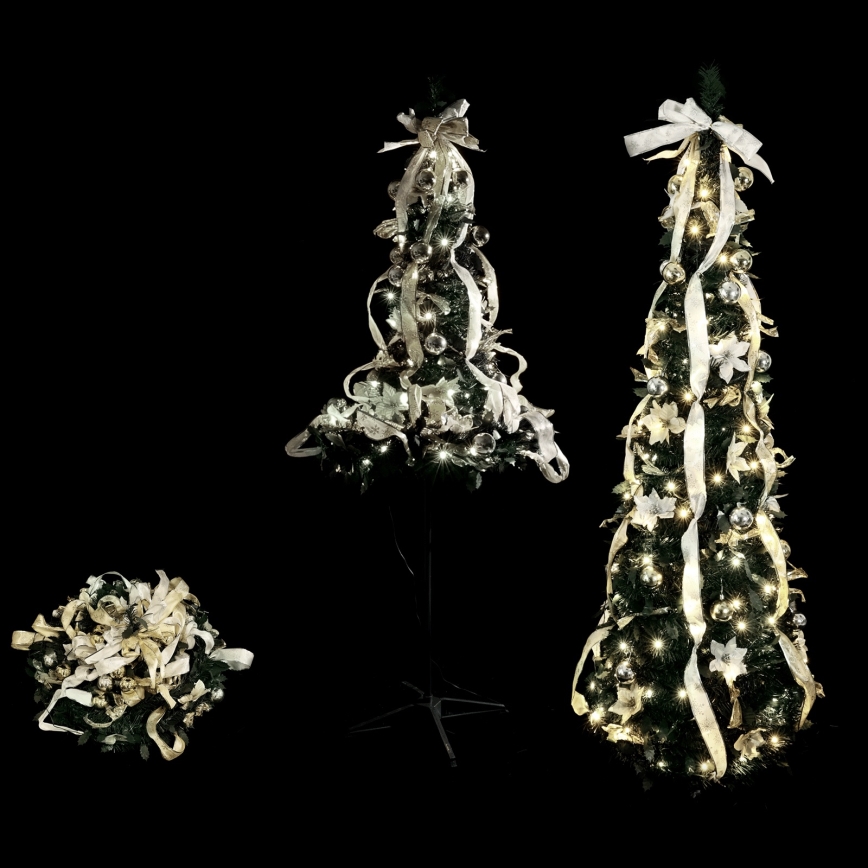 Aigostar - LED Utomhus julgran 80xLED 1,2m IP44 vit/guld kallvit