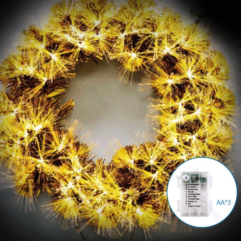 Aigostar - LED utomhus julkrans 3D, 72×LED/3×AA, Ø 50 cm, IP44, varmvit