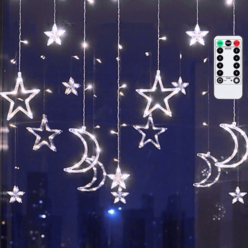 Aigostar - LED utomhus julslinga 120xLED/6W/230V/8 funktioner 3x0,6m IP44 kallvit + fjärrkontroll