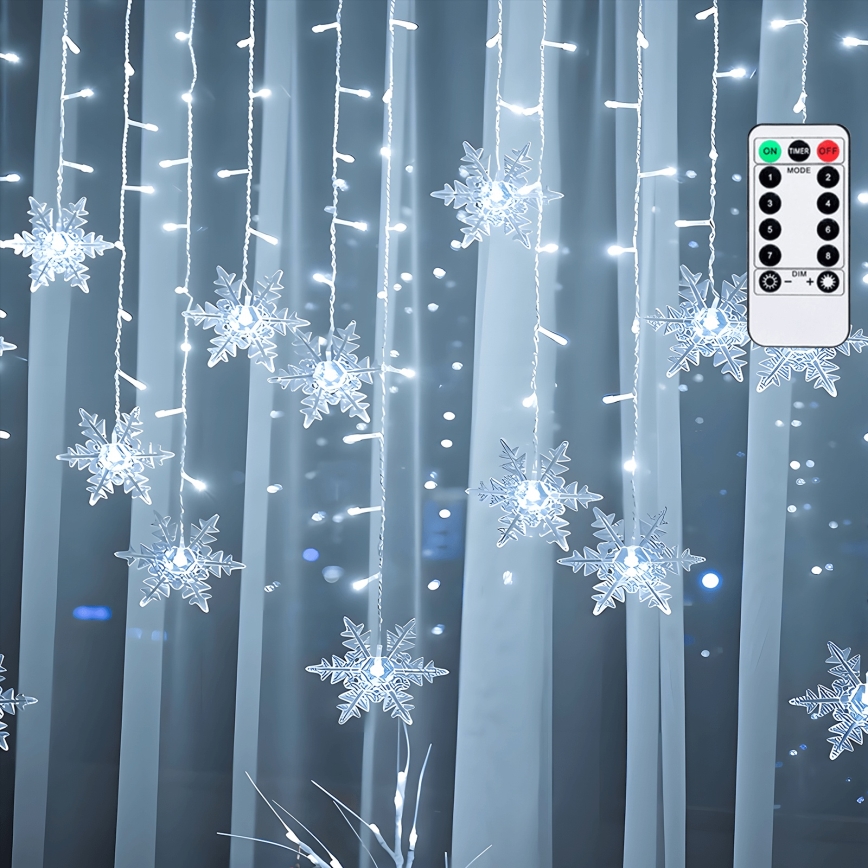 Aigostar - LED utomhus julslinga 120xLED/8 funktioner 3x0,7m IP44 kallvit + fjärrkontroll