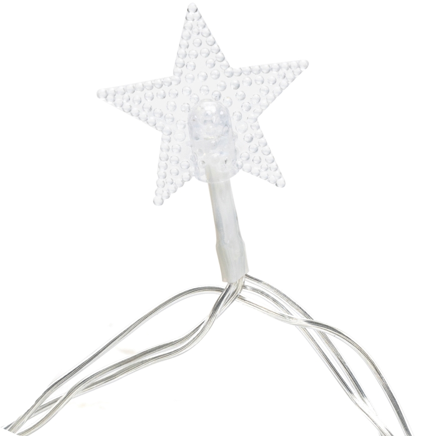 Aigostar - LED utomhus julslinga 50xLED, 8 ljuslägen, 3xAA, 5 m, IP44, kallvit, stjärnor