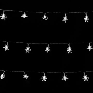 Aigostar - LED utomhus julslinga 50xLED, 8 ljuslägen, 3xAA, 5 m, IP44, kallvit, stjärnor