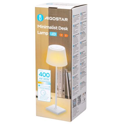 Aigostar - LED Utomhusdimbar uppladdningsbar bordslampa LED/4W/5V 3600mAh vit IP54
