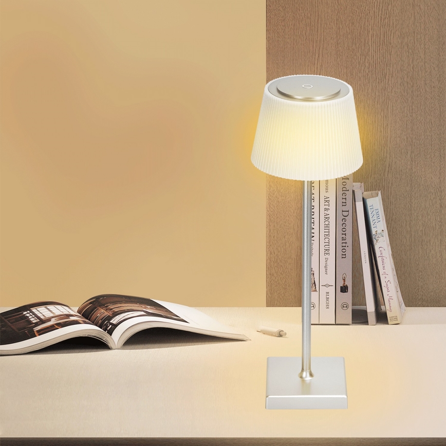 Aigostar - LED Utomhusdimbar uppladdningsbar bordslampa LED/4W/5V 3600mAh vit/matt krom IP54