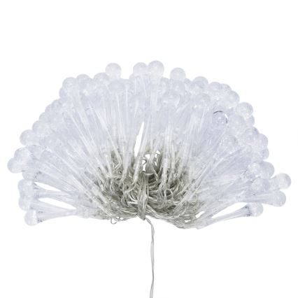 Aigostar - LED utomhus julslinga 100xLED/8 funktioner 3xAA 10m IP44 kallvita droppformade lampor