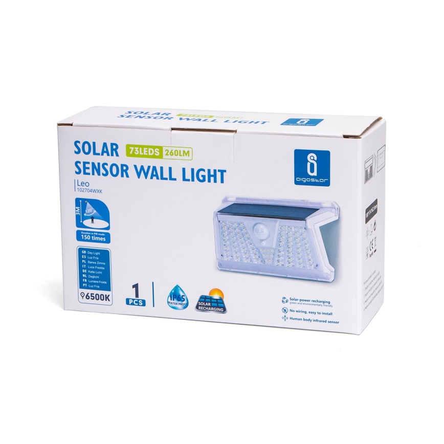 Aigostar - LED Utomhus solcellslampa med sensor LED/2,4W/5V IP65