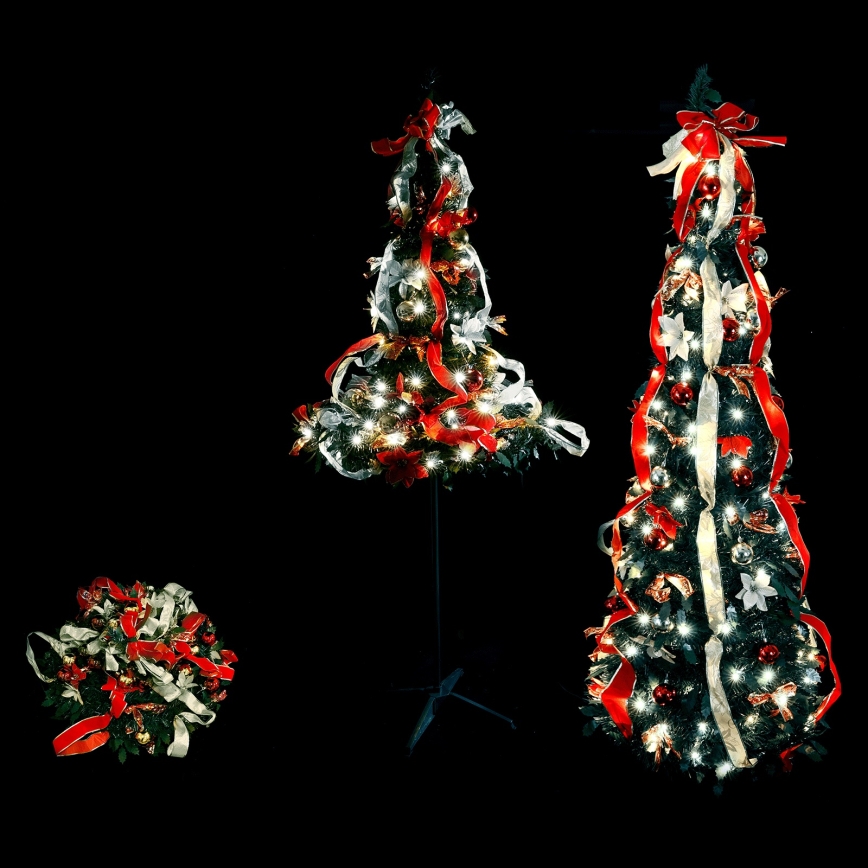 Aigostar - LED utomhus julgran 100 LED 1,5 m IP44 röd/kallvit