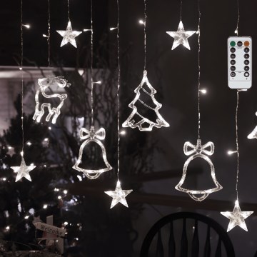 Aigostar - LED utomhusjulslinga, 120 LED, 8 funktioner, 3 × 0,6 m, IP44, kallvit, med fjärrkontroll