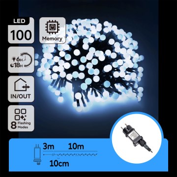 Aigostar - LED utomhusljusslinga 100xLED/8 funktioner 10 m IP44 kallvit