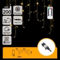 Aigostar - LED utomhusljusslinga för jul 200 LED/6W/230V/8 funktioner 3x1m IP44 varmvit + fjärrkontroll