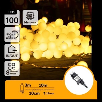 Aigostar - LED utomhusslinga 100 LED/8 funktioner 10 m IP44 varmvit