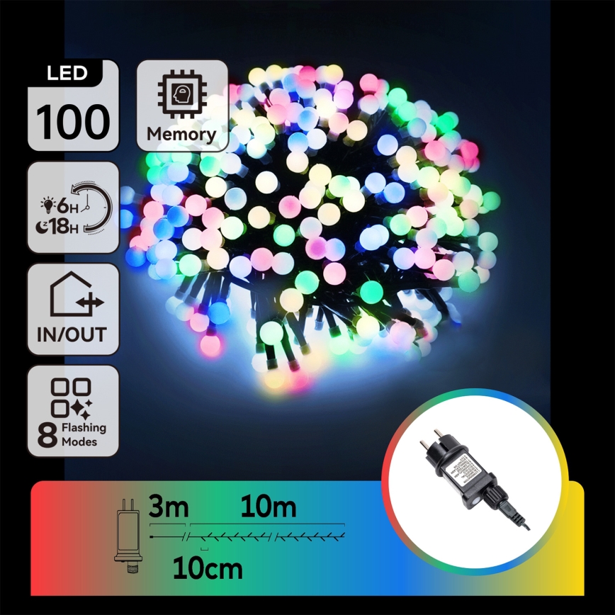 Aigostar - LED utomhusslinga, dekorativ 100xLED/8 funktioner, 10 m, IP44, flerfärgad