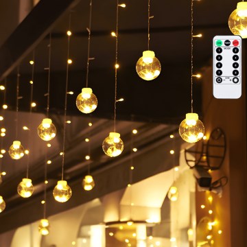 Aigostar - LED-utomhusslinga för jul 120 LED/8 funktioner 3 x 0,6 m IP44 varmvit + fjärrkontroll