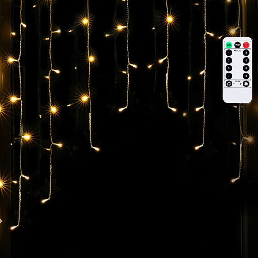 Aigostar - LED utomhusljusslinga för jul 200 LED/6W/230V/8 funktioner 3x1m IP44 varmvit + fjärrkontroll