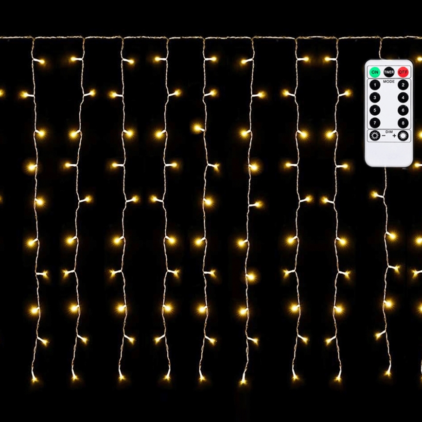 Aigostar - LED utomhusslinga för jul 300xLED/8 funktioner 3x1m IP44 varmvitt + fjärrkontroll