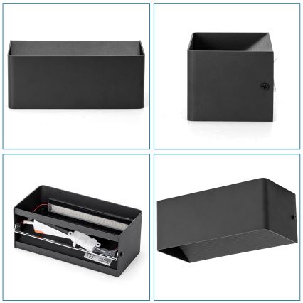 Aigostar - LED väggbelysning LED/12,5W/230V 20x10 cm svart