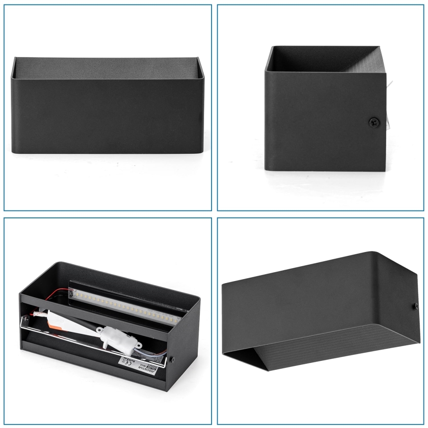 Aigostar - LED väggbelysning LED/12,5W/230V 20x10 cm svart