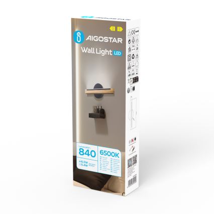 Aigostar - LED väggbelysning LED/6,5W/230V 6500K