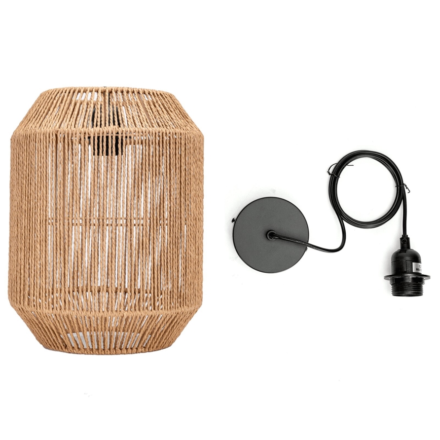 Aigostar - Ljuskrona med textilsladd 1xE27/60W/230V beige