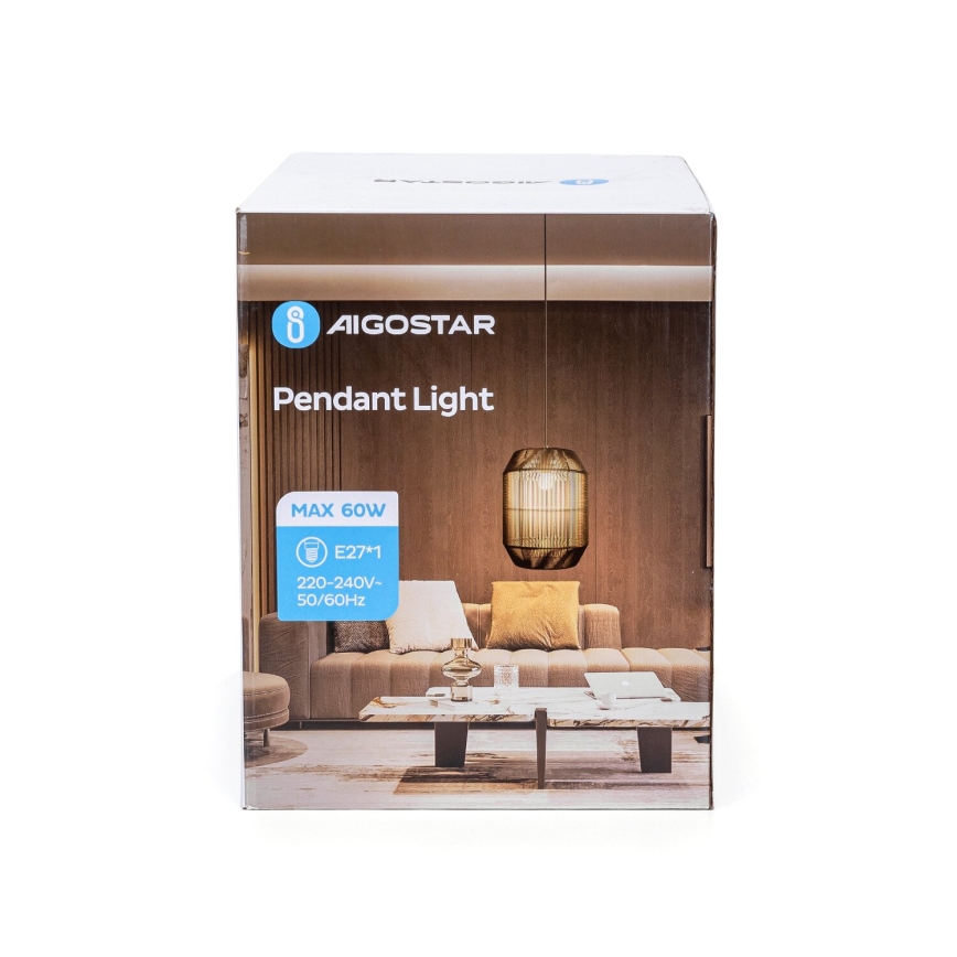 Aigostar - Ljuskrona med textilsladd 1xE27/60W/230V svart