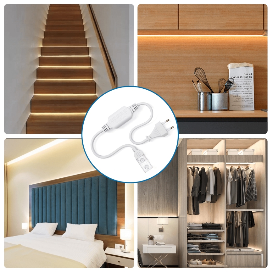 Aigostar - Nätaggregat för LED-remsor 10 mm 600W/230V vit