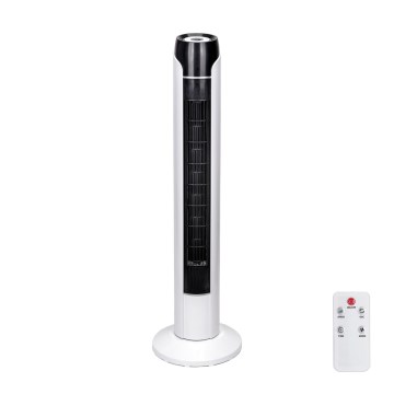 Aigostar - Pelarfläkt 50W/230V svart/vit + fjärrkontroll