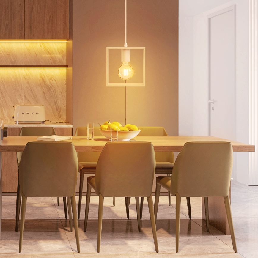 Aigostar - Pendellampa med kabel 1xE27/60W/230V beige