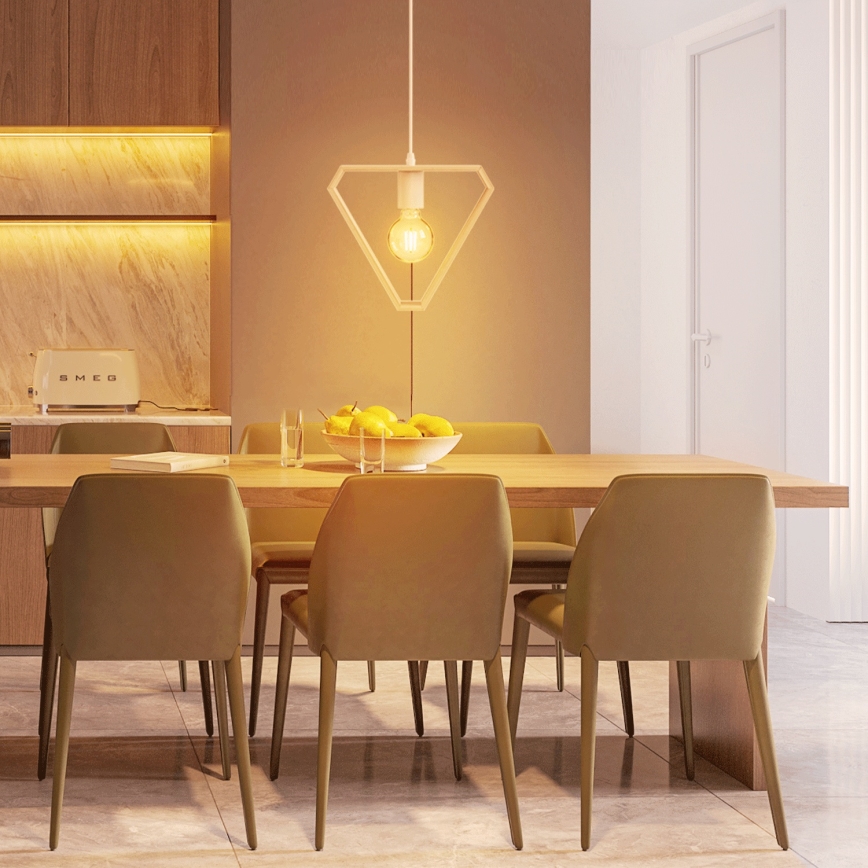 Aigostar - Pendellampa med sladd 1xE27/60W/230V beige
