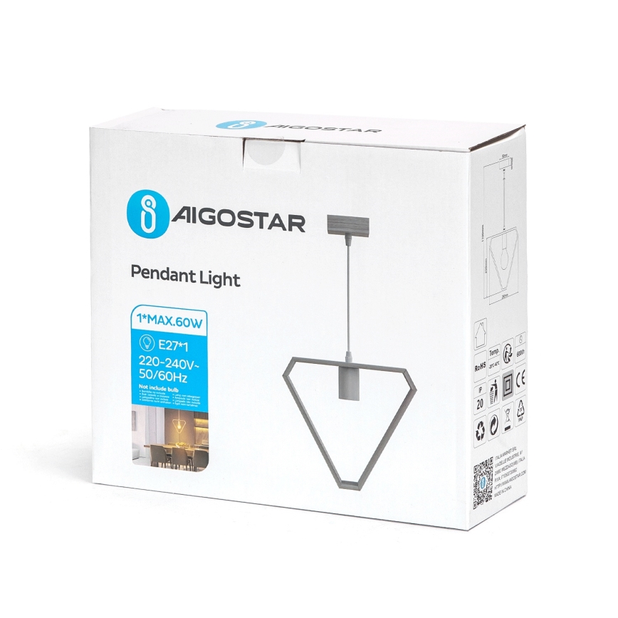 Aigostar - Pendellampa med sladd 1xE27/60W/230V beige