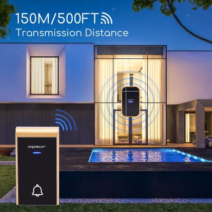 Aigostar - Plugin trådlös dörrklocka 230V IP44 svart