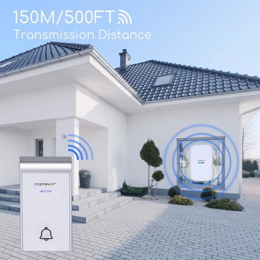Aigostar - Plugin trådlös dörrklocka 230V IP44 vit